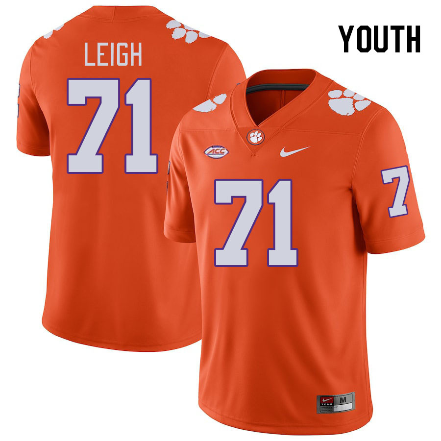 Youth #71 Tristan Leigh Clemson Tigers College Football Jerseys Stitched-Orange